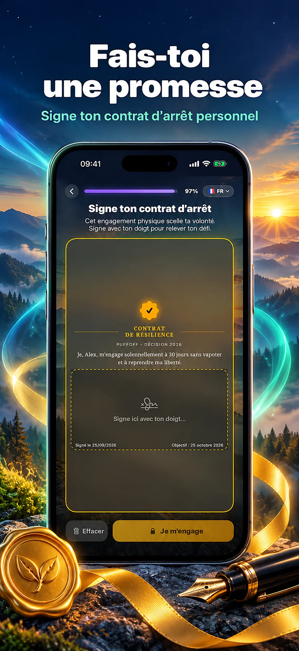 PuffOff · Engagement personnel à signer