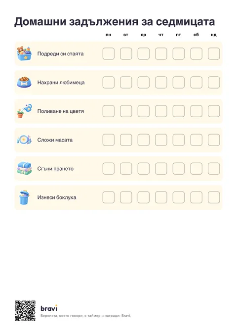 Домашни задължения за седмицата